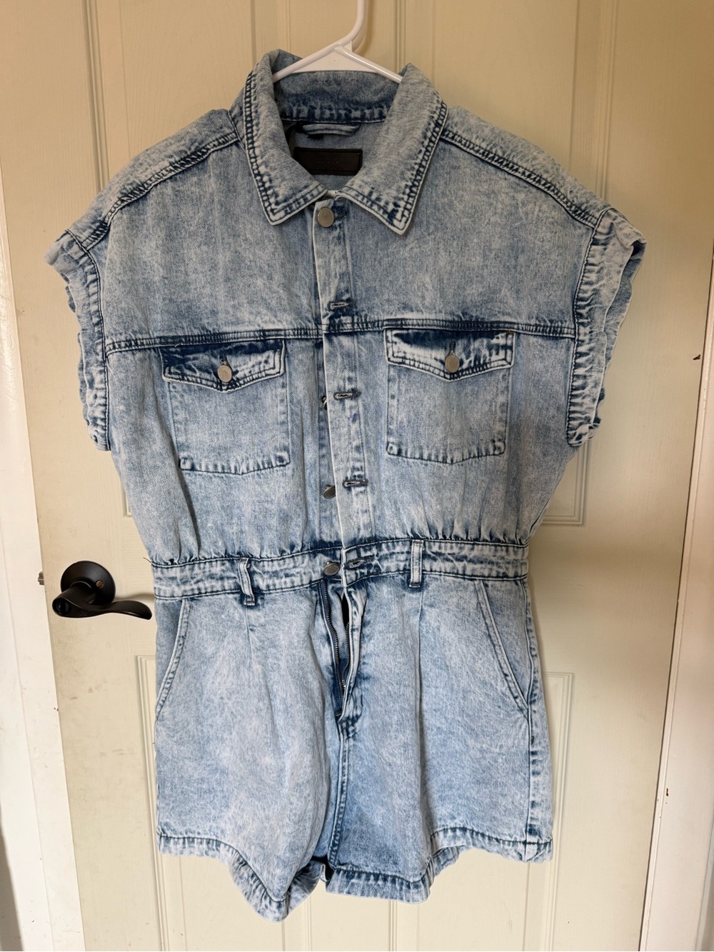 Blank NYC Light Blue Denim Jacket with Button Front